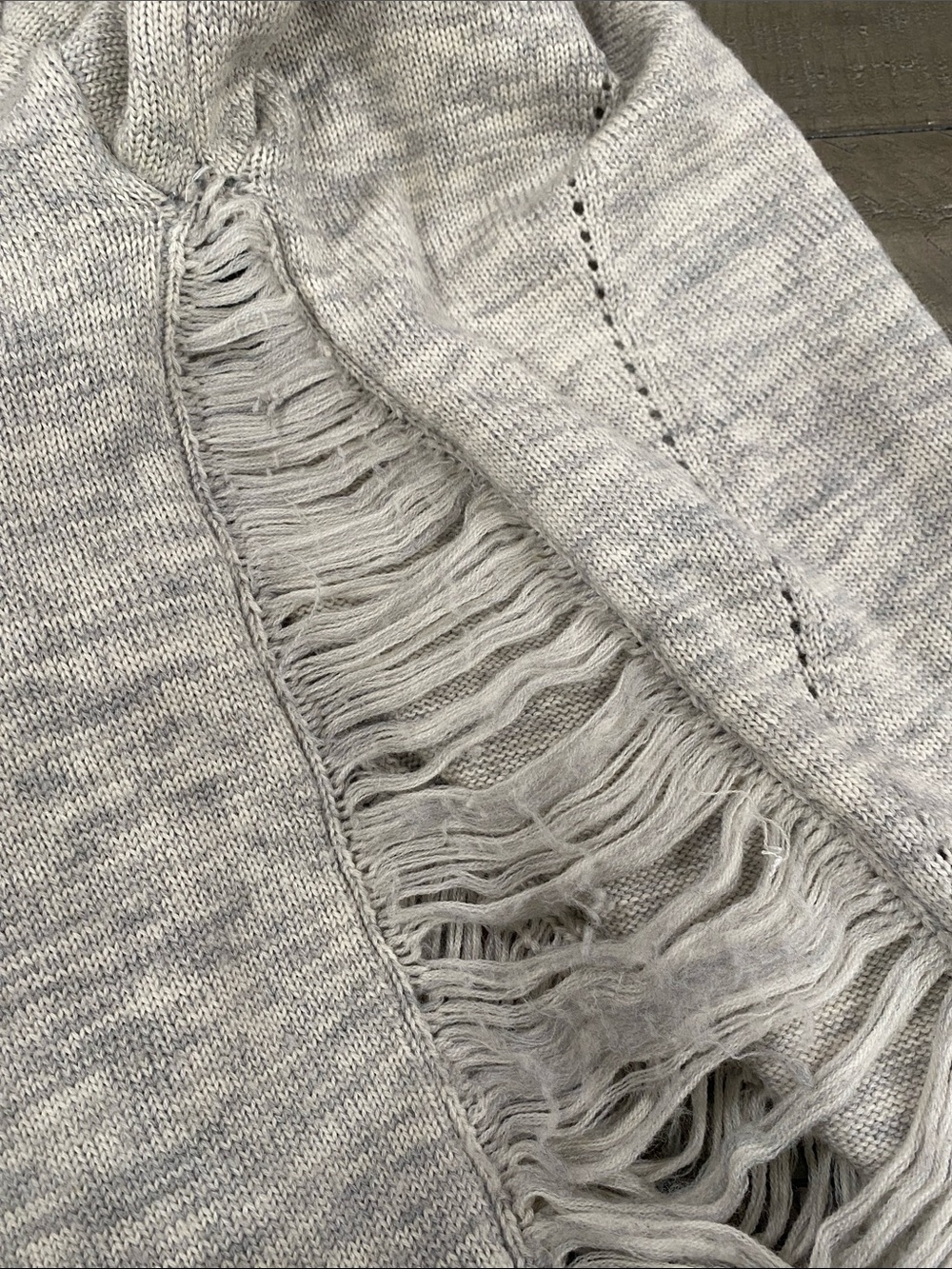 Women's Fringe Hem Crewneck Sweater - Light Heather Gray - Picture 7 of 8